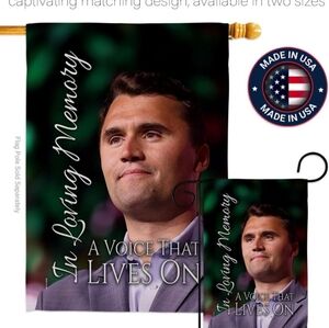 Charlie Kirk "In Loving Memory A Voice That Lives On" 18.5x13 Doublesided Flag
